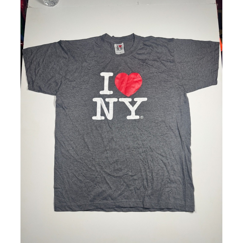 I Love New York T Shirt Mens Large Heather Gray Graphic Print Spellout‎ Logo